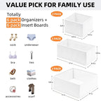 Criusia Drawer Organizer Clothes 6 Pack White- Dresser Organizer Bins for Closet Bedroom - Baby Clothes Organizers and Storag