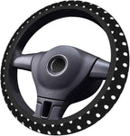 Cute Black White Polka Dots Steering Wheel Cover for Women, Universal Fit 14-15 inch,Automotive Interior Accessories Decorati