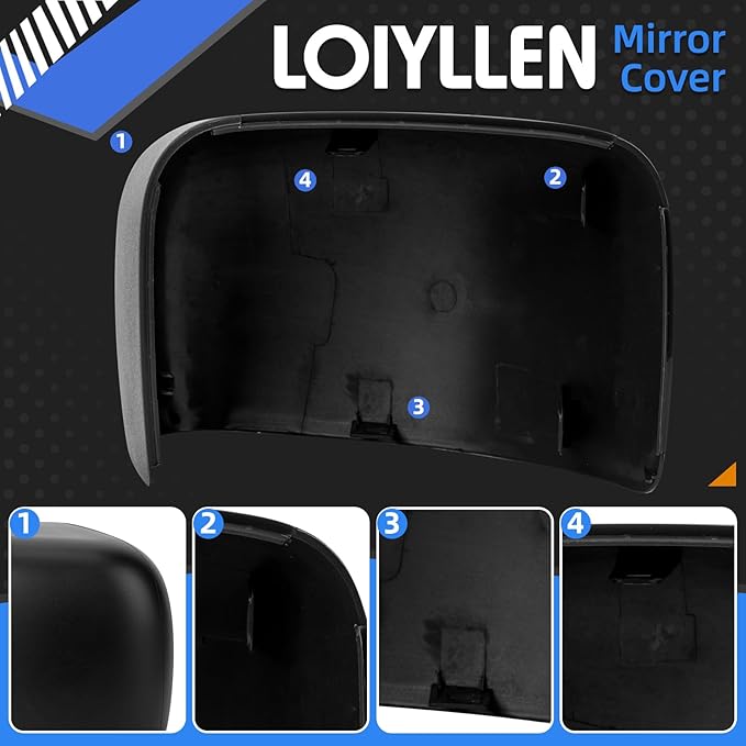 Passenger Side Mirror Cover Replacement for Jeep Renegade 2015 2016 2017 2018 2019 - Right Side Mirror Covers, Rear View Mirrors Cap Accessories Without Lamp, Textured