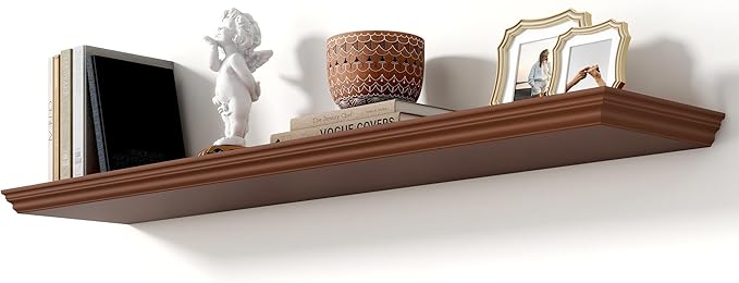 Axeman 48 Inch Floating Shelves for Wall, 9.3" Deep Crown Molding Wood Display Shelf with Heavy Duty Invisible Brackets for L