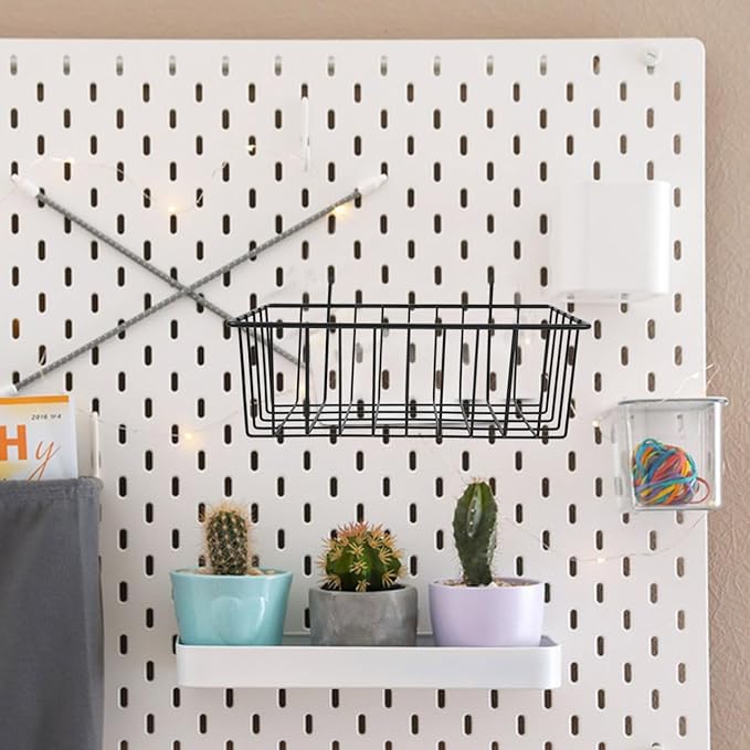 ULTECHNOVO Hanging Wire Basket 9.84X5.51X4.33 Inch Metal Storage Organizer for Pegboard Grid Wall Kitchen Garage Rv Tool Shed