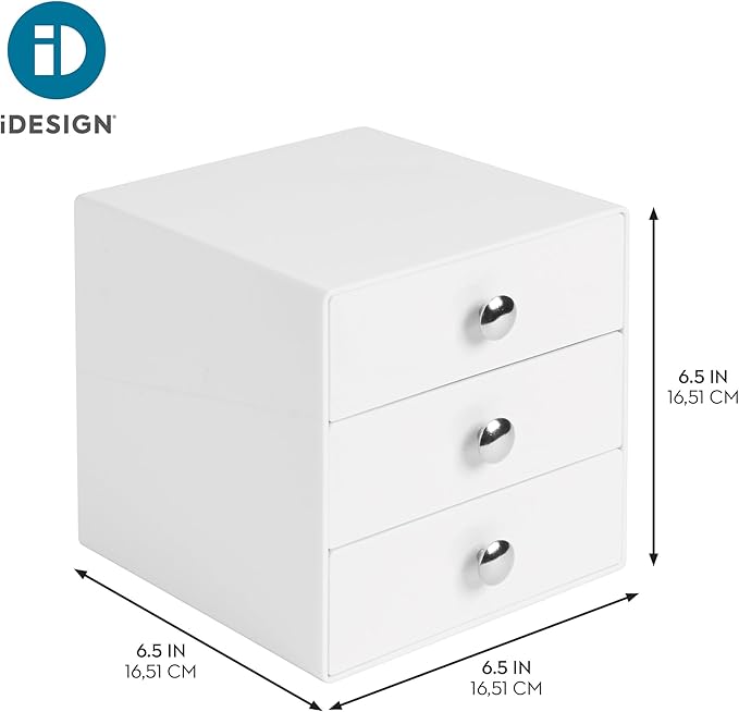 iDesign 3-Drawer Plastic Vanity Organizer, Compact Storage Organization Drawers Set for Cosmetics, Dental Supplies, Hair Care