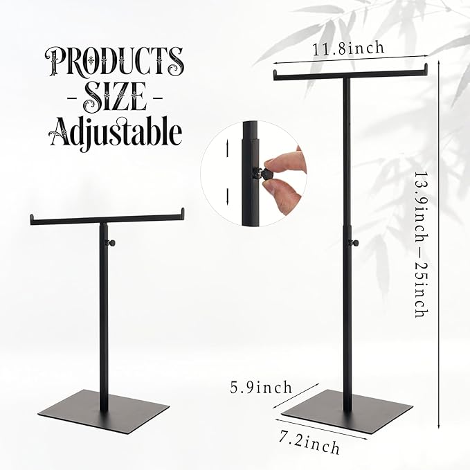 Purse Display Stand Jewelry Towers - 2 Pack Purse Stand Handbag Bag Display Black Tabletop Stainless Steel Hook Hanging Jewel