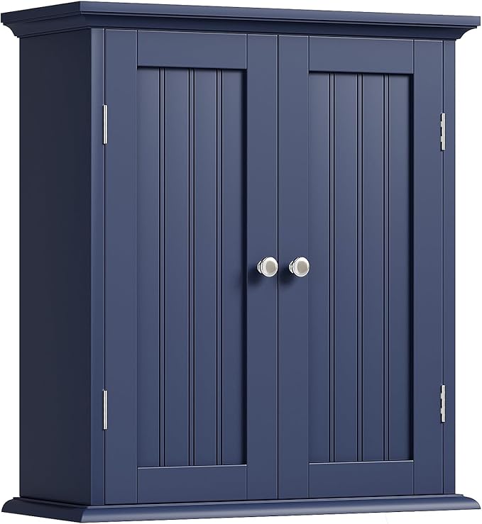 ChooChoo Bathroom Wall Cabinet, Over The Toilet Space Saver Storage Cabinet, Medicine Cabinet with 2 Door and Adjustable Shel