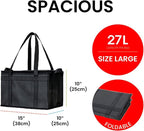 NZ home Insulated Bags for Food Delivery (Large) Grocery Shopping Cooler Bag, Pizza Delivery, Hot & Cold Catering Tote, Reusable, Foldable & Heavy Duty (Black)