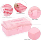 BTSKY 3-Layer Plastic Dividing Storage Box Craft Organizer and Storage with Adjustable Spacers Portable Handled Art Supply Or