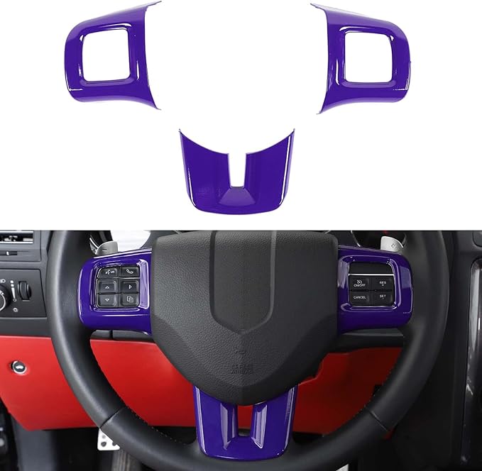 Linskip Steering Wheel Trim Compatible with Dodge Dart/Challenger/Charger/Durango 2009-2014 & Journey 2013-2023, Dart Steering Wheel Cover, Dart Interior Accessories 3Pcs(Purple)