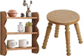Solid Wood Wall Shelf 3-Tier,Solid Wooden Step Stool,Rustic Floating Shelves Wall Mounted Storage Rack,Wooden Stool for Adult