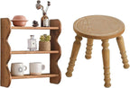 Solid Wood Wall Shelf 3-Tier,Solid Wooden Step Stool,Rustic Floating Shelves Wall Mounted Storage Rack,Wooden Stool for Adult