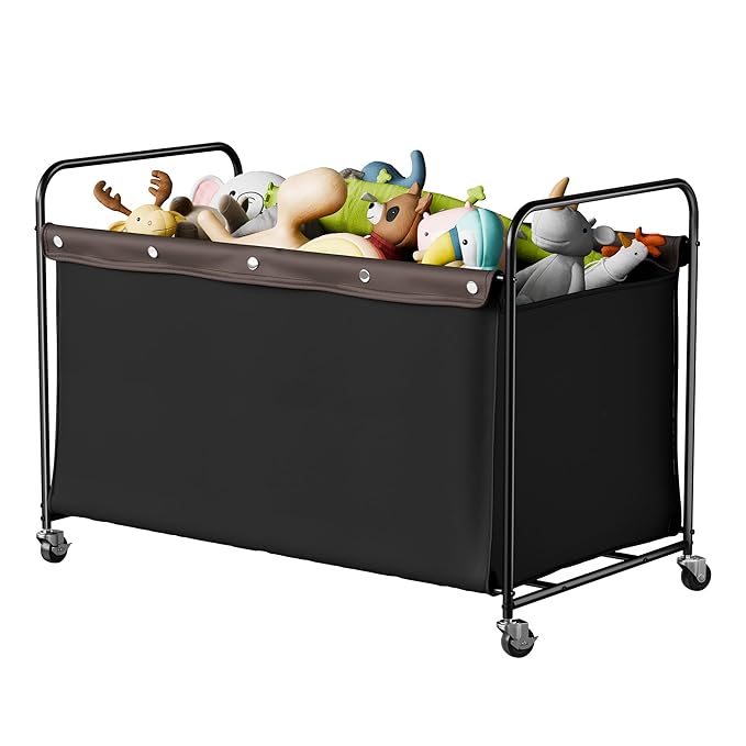 StorageWorks Toy Box with Wheels for Kids, 200L Extra Large Toy Storage Chest and Organizer, 27.5" Metal Toybox with 360° Swi