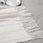 BATTILO HOME Cream Throw Blanket for Couch, Bedroom Decor Boho Throw Blanket, Decorative White Blanket Throw for Sofa Living 