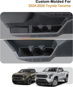 ECOZEN Door Pocket Organizer Set For 2024-2026 Toyota Tacoma - 4 Pcs TPE Door Side Storage Tray Compatible With Tacoma 2024-2026 Interior Accessories - Protection & Easy to Clean - Double Cab Only