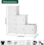 Cube Storage Organizer, 6-Cube Shelves Unit with Doors, DIY Stackable Plastic Clothes Organizer for Bedroom and Under Stairs 