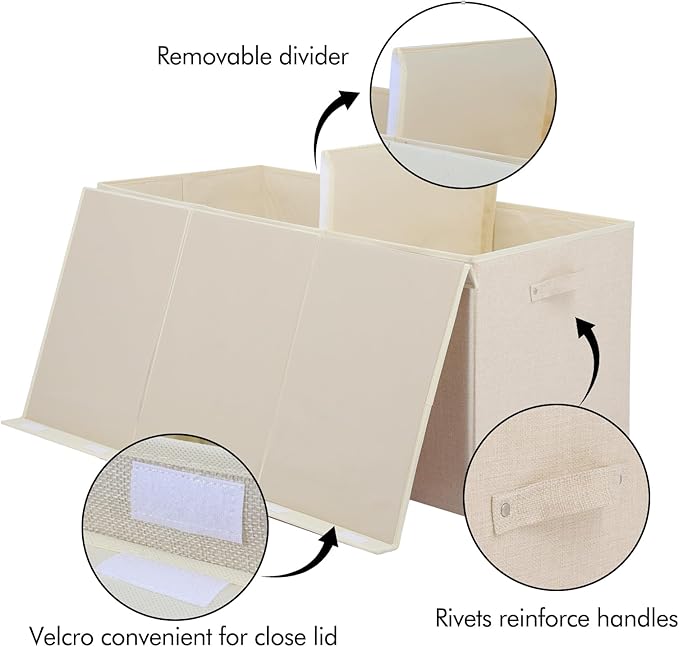 Extra Large Toy Box 167L, Sturdy Toy Storage Chest Organizer Bin Baskets with 2 Removable Divider for Boys, Girls, Kids, Nurs