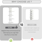 5 Tier Wall Shelf Unit-White Floating Shelves for Home Decor, Modern Unique Asymmetric Design for Bedroom & Living Room Stora