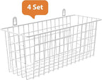 MaraFansie Wire Basket 4-Pack [Extra Large] Hanging Wall Organizer Cabinet Storage Basket Wall Mounted Shelves Rustic Farmhou