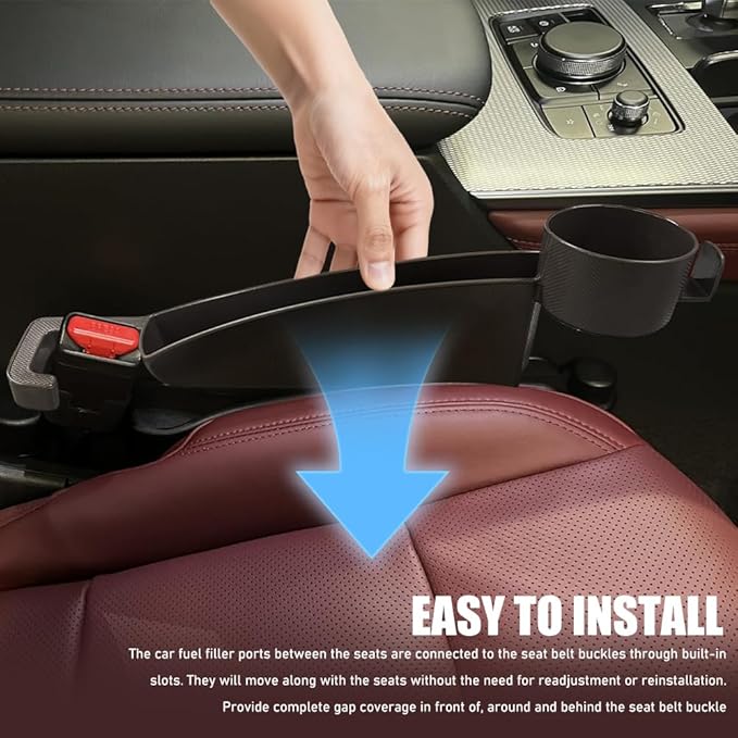 2PCS Car Seat Gap Filler Organizer, Console Side Organizer, Seats Gap Organizer with Phone Holder, Multifunctional Car Seat Filler Gap Space Prevents Things Dropping for Most Vehicles (Brown)