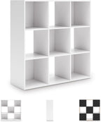 Signature Design by Ashley Onita Modern 3-Tier Floor Standing 9 Cube Organizer for Living Room, Wood, Works with 10.5" W x 10
