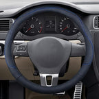 Craedli 14.5-15 Inch Leather Car Steering Wheel Cover, Non-Slip Breathable Auto Steering Wheel Protector Cover, Universal Veh