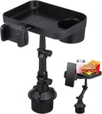 CALLARON Car Cup Holder Tray - Car Trays for Eating, 3-in-1 Adjustable Swivel CAR Food Tray, Universal Vehicle Cup Holder Exp