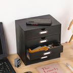 Wooden Storage Box Rustic Desktop Organizer with 4 Drawers Office Desk Accessories Shelf Small Craft Storage Containers Apoth