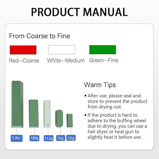 SCOTTCHEN Buffing Polishing Cutting Compounds 3 lbs.Kit Polishing Rouge Bars for Buffing polishing Wheel- Green Fine/White Medium/Red Coarse - 3 Pack