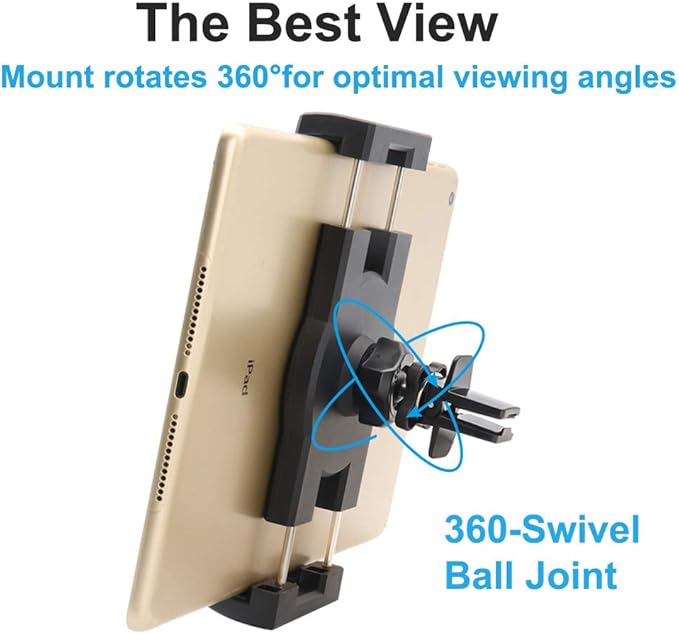 Vent Tablet Mount for Car [Super Stable Durable] Air Vent Car Tablet Holder Powerful Vent Clip for 4-12.9" Tablets & Phones, iPad Pro/Air/Mini, Galaxy, Lenovo, Fire, iPhone Series