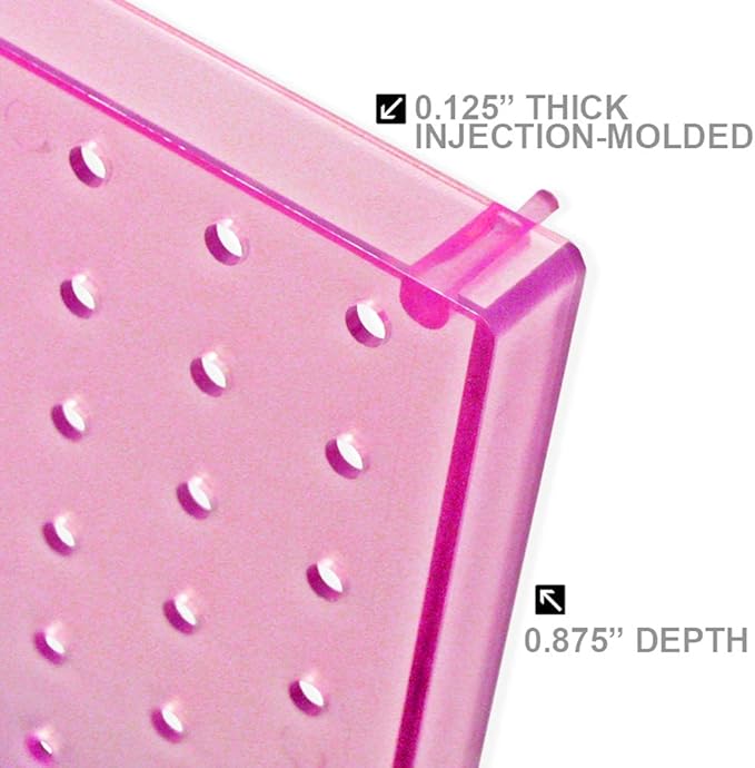 Azar 771620-PNK Pegboard 1-Sided Wall Panel, Pink Translucent Color, 2-Pack