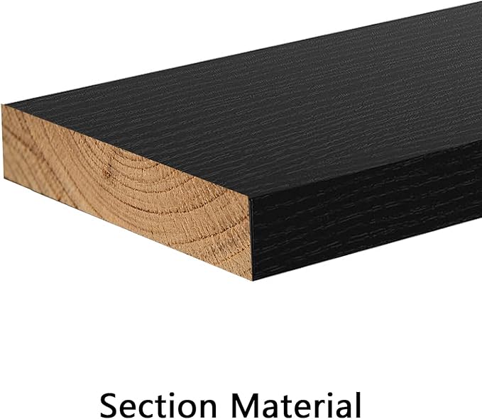 Set of 3 Farmhouse Solid Wood Floating Shelves 15.7 inch Black Wall Mounted Storage Shelves for Bathroom Over Toilet, Bedroom