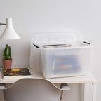 IRIS USA 40 Qt Stackable Plastic Storage Bins with Lids, 6 Pack - BPA-Free, Made in USA - Discreet Organizing Solution, Latch