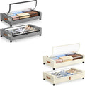 LAMU Under Bed Storage with Wheels 2 Pack, Under Bed Storage Containers with Clear Lid & PU Leather Handle, 6.7 Inches Height