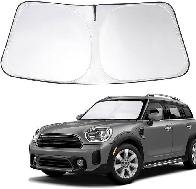 Front Windshield Sun Shade Foldable Front Window Visor Custom Fit for Mini Countryman Cooper F60 SUV 2017-2024 Block UV Rays Car Accessories Heat Sun Shield Keep Car Cooler