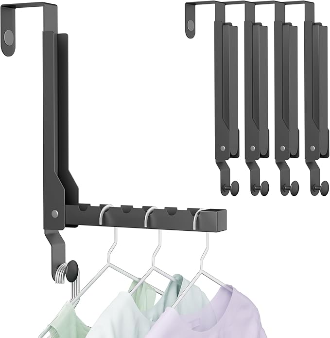 4 Pack Over The Door Hanger Folding Clothes Drying Rack, Folding Hanging Coat Rack for Indoor Laundry Room Compact Small Spac