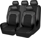 CAR PASS Leather and 3D Air Mesh Universal Fit Car Seat Covers, for Sedans,Trucks,Suvs,Airbag Compatible,Zipper Design and Re