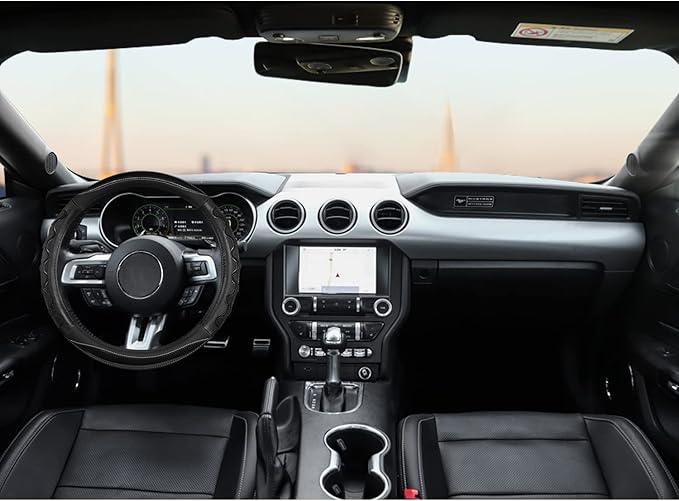 GIANT PANDA Car Steering Wheel Cover for Ford Escape Edge EcoSport Bronco Sport Explorer,3D Sporty Design,Black