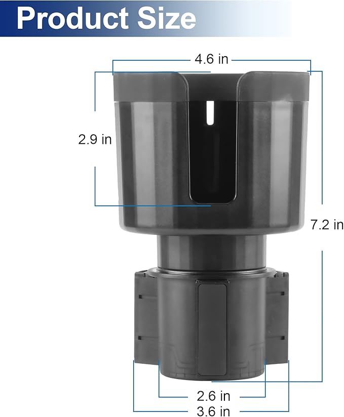 alpmosn Car Cup Holder Expander with Adjustable Base, Large Bottles & Big Drinks Diameter in 3.2"-4.0" Car Interior Accessori