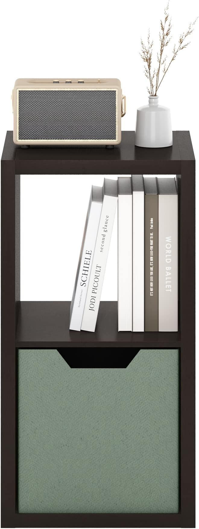 Furinno CUBICLE Book Shelf, 2-Cube Bookshelf, Extra Thick Frame Horizontally & Vertically Reversible Bookcase with Open Back,