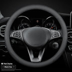 RYE for Jeep Steering Wheel Cover, Leather Car Steering Wheel Cover Heavy-Duty Durable Breathable, for Jeep Grand Cherokee Wrangler Compass Gladiator - Black Pattern 2