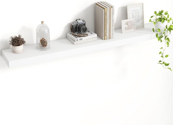 48 Inch Floating Shelves, 8 Inch Deep Floating Shelves for Wall, Hanging Shelf with Invisible Brackets, Deep Shelves for Bath