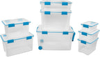 Sterilite 6-Pack Gasket Box, Weather-Resistant Storage Bins with Latching Lids, 120 Quart - Heavy-Duty Organizing Containers 