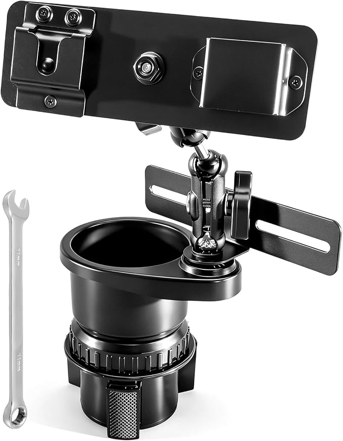 Universal Cup Holder Expander Mount for Satellite Radio CB Mic and Walkie Talkie, 3-in-1 Car Organizer Hanger, 2.6-3.5In Adju
