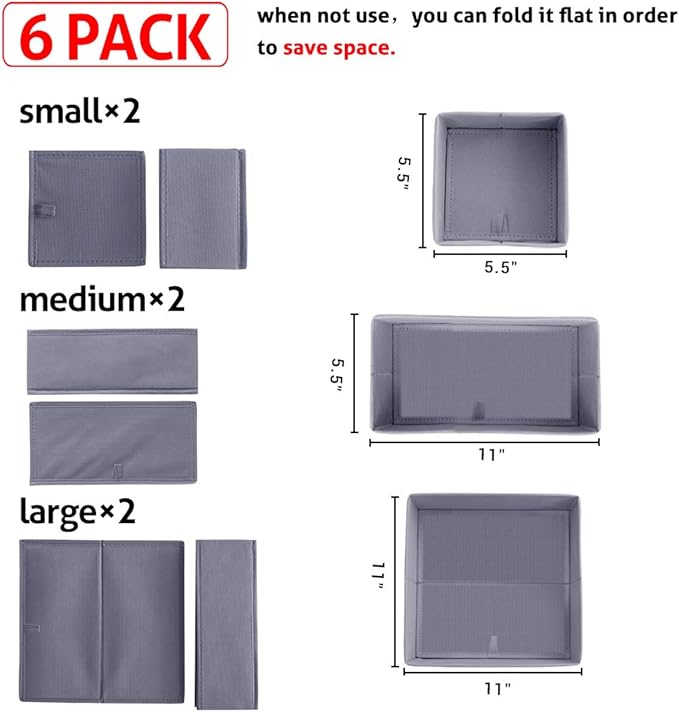 homyfort Dresser Drawer Organizer, Foldable Cloth Storage Box Closet Cube Basket Bins Containers Divider with Drawers for Und