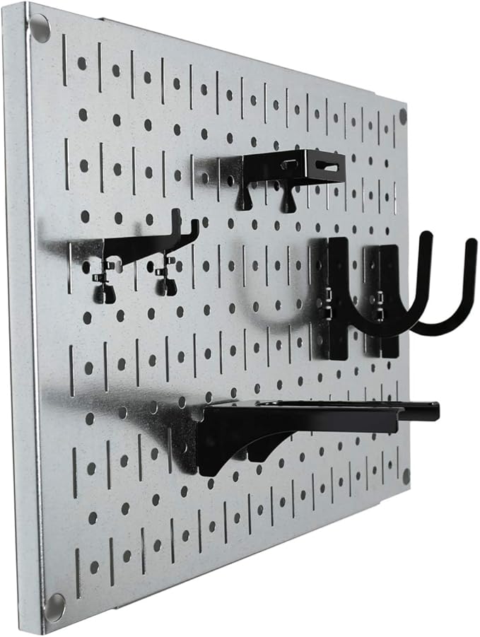 Wall Control Pegboard Wall Organizer Tiles Modular Galvanized Steel Pegboard Tiling Set - Four 12-Inch Tall x 16-Inch Wide Pe