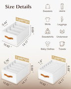 Homsorout Clothes Organizers and Storage - 4/5/7 Grids Fabric Jeans Organizer with Handles, Foldable Closet Organizers Divide