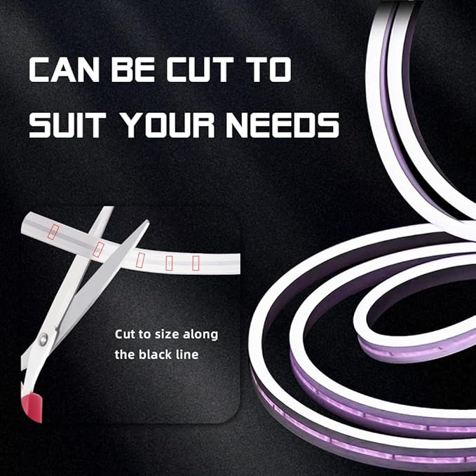 Car LED Strip Light For Trunk, 158Inch IP67 Silicone Waterproof Neon Light Strip Embedded, Flexible Cutting Universal Auto Interior Lights(Pink)