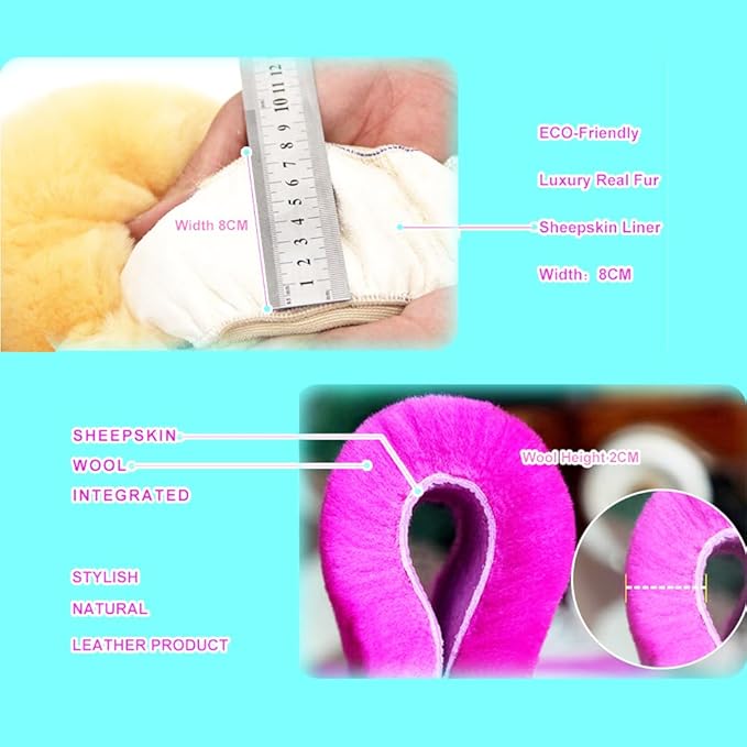 Genuine Fuzzy Wool Sheepskin Fur car Steering Wheel Cover for Adults Girls Women Men,Protector for Universal Steering Wheel 3