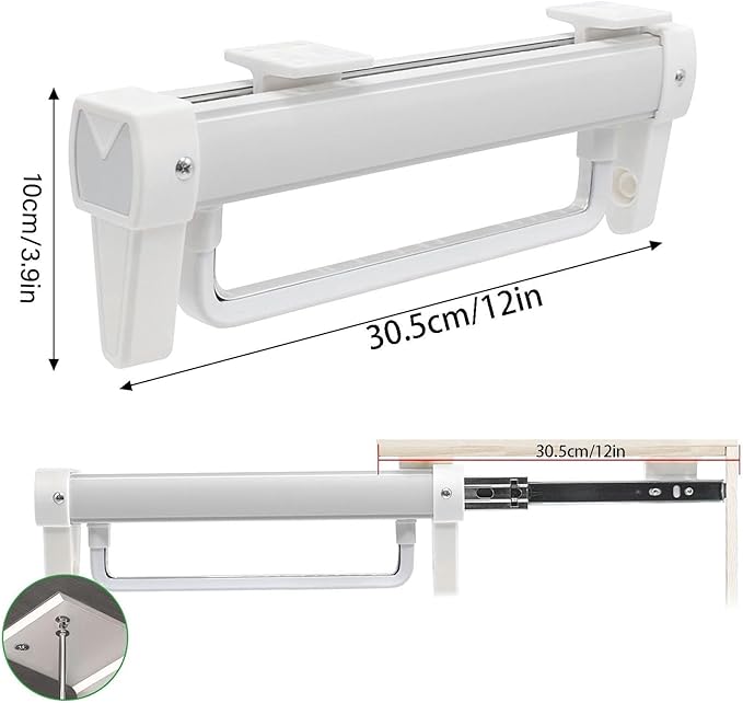 Adjustable Pull Out Hanger Rail Rod - Pull Out Clothes Rail,Extendable Closet Rod for Pants Clothing Storage,Wardrobe Adjusta