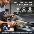 Automotive Headlight Restoration Kit: Fast & Easy Car Headlight Cleaner for Oxidized, Yellowed Headlamps - Refurbishing Fluid