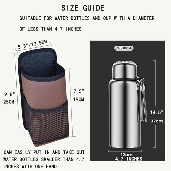Large Car Cup Holder Expander, Fits Large 24/36/40/46oz Water Bottles, Big Drinks Holder Bag- Universal Auto Vehicle for Cars