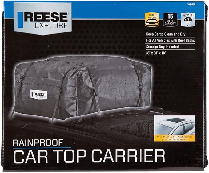 Reese Explore 1041100 Rainproof Car Top Carrier (15 Cubic Feet),Black